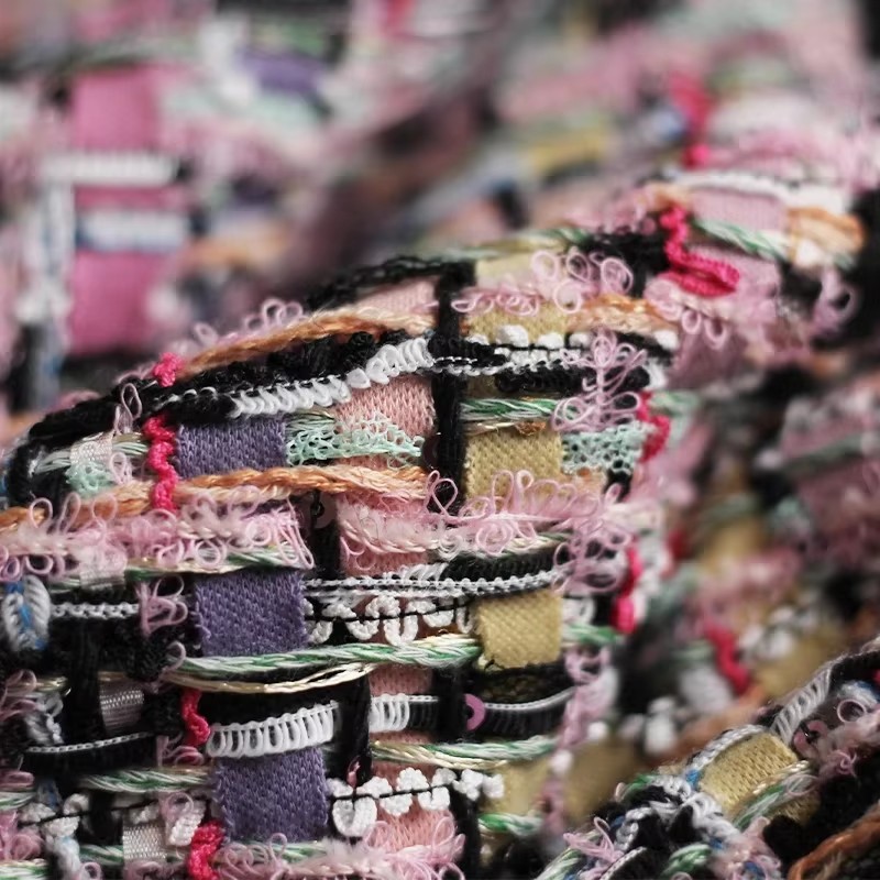 Sewing Tweed Fabric - Redraspberry Pink Colourful Heavy Tweed Fabric