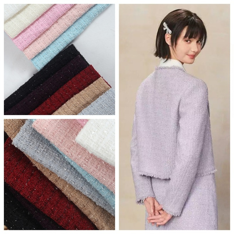 Sewing Tweed Fabric - Plain Chenille Woven Tweed Fabric By