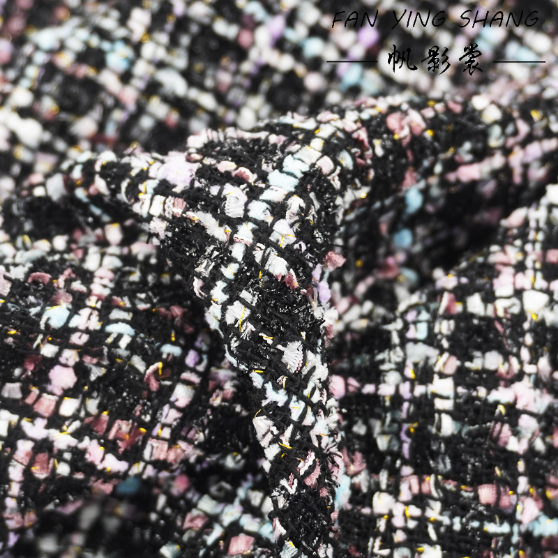 Sewing Tweed Fabric - 2025 Black Plaid Elegance Tweed Fabric