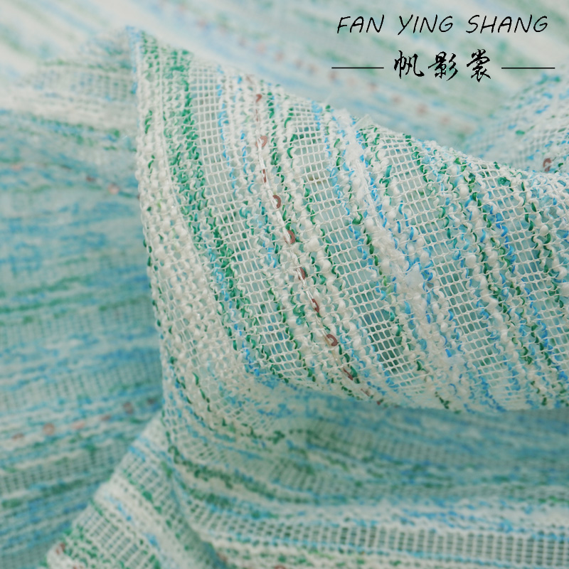 Fresh Style Blue Green Stripe  - đánh giá và giá Sewing Tweed Fabric