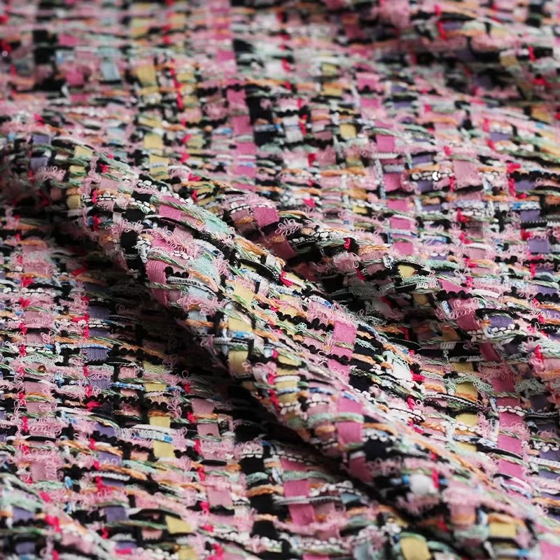 Redraspberry Pink Colourful He - đánh giá và giá Sewing Tweed Fabric