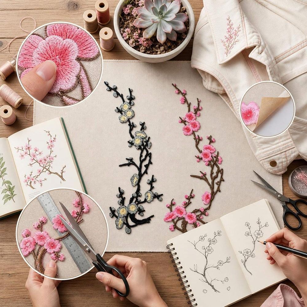 DIY Cherry Blossom Iron On Pat - đánh giá và giá Sewing Textiles