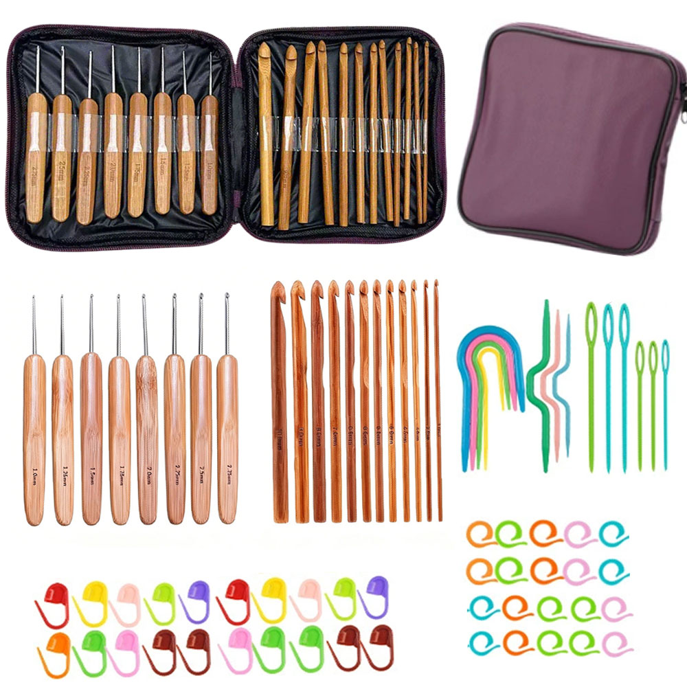 74pcs Bamboo Crochet Hooks Set - đánh giá và giá Sewing Knit
