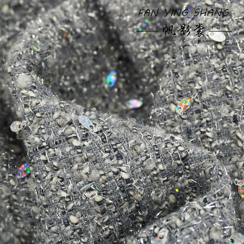 2025 Fashion Gray Sequins Wool - đánh giá và giá Sewing Tweed Fabric
