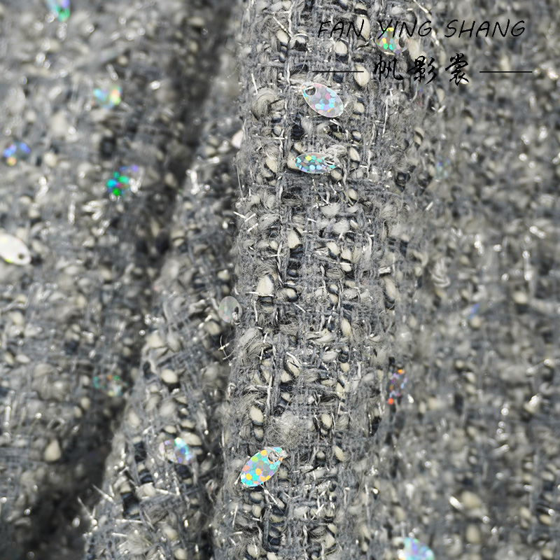 2025 Fashion Gray Sequins Wool - đánh giá và giá Sewing Tweed Fabric