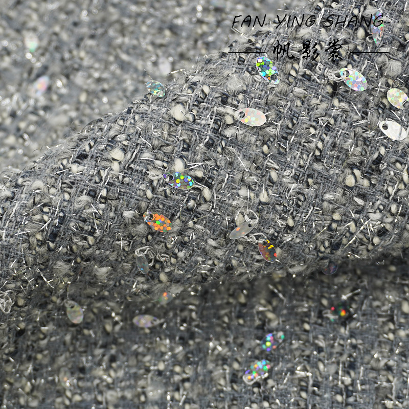 2025 Fashion Gray Sequins Wool - đánh giá và giá Sewing Tweed Fabric